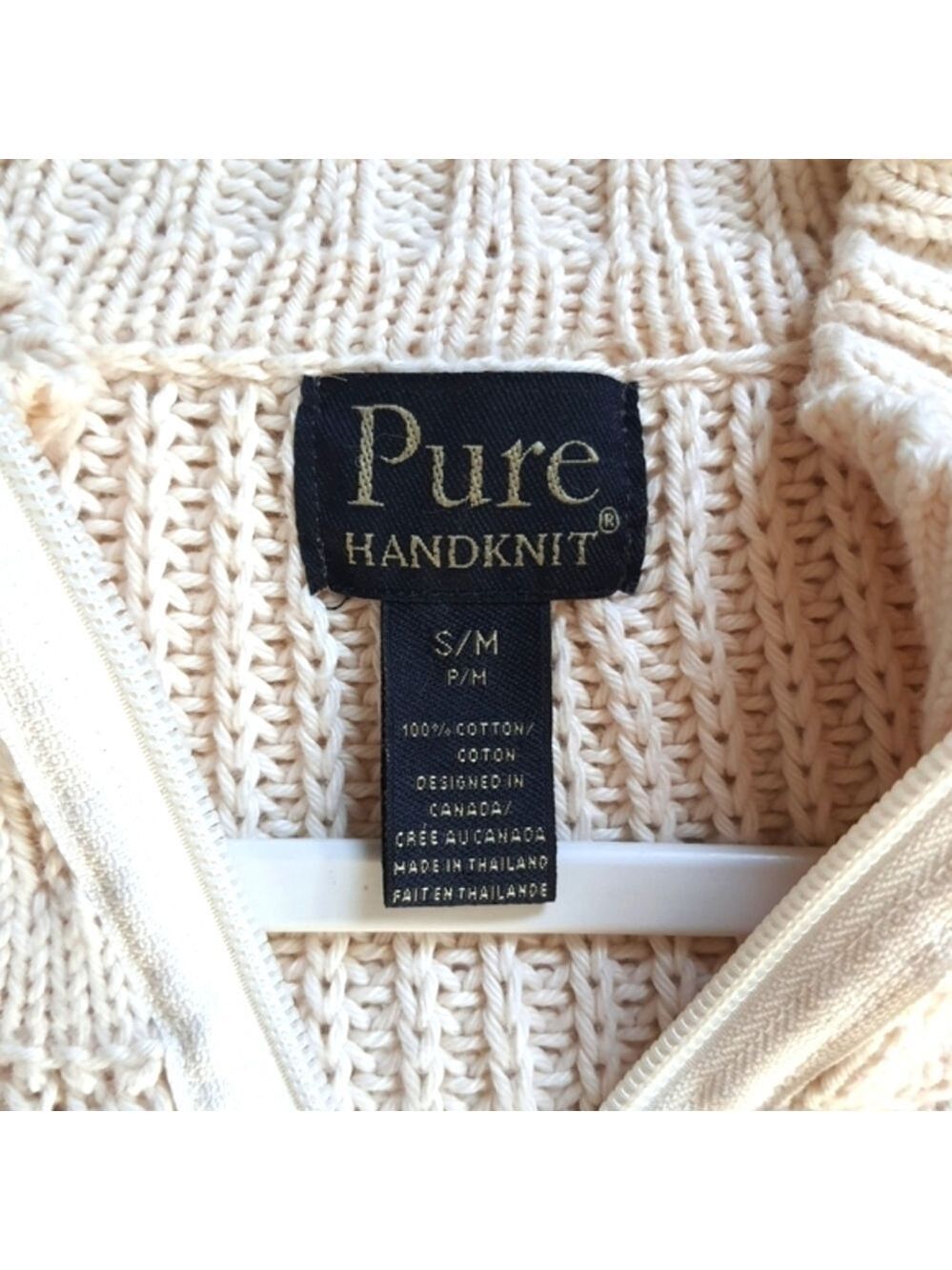 Pure Handknit Katherine Sweater Poncho Womens S/M Cream SS Oversized - Picture 2 of 14